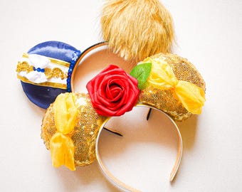 Beauty and the Beast Mouse ears| Beast Mickey Ears Be our guest |Beauty and the Beast | Belle Minnie Mouse Ears | Disney Inspired Mouse Ears