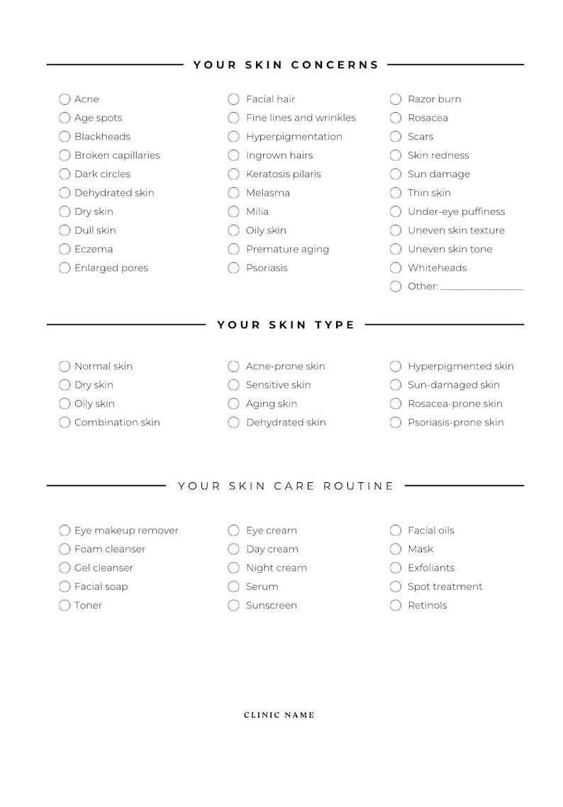 Chemical Peel Consent & Consultation Form | Aesthetic Business Template ...