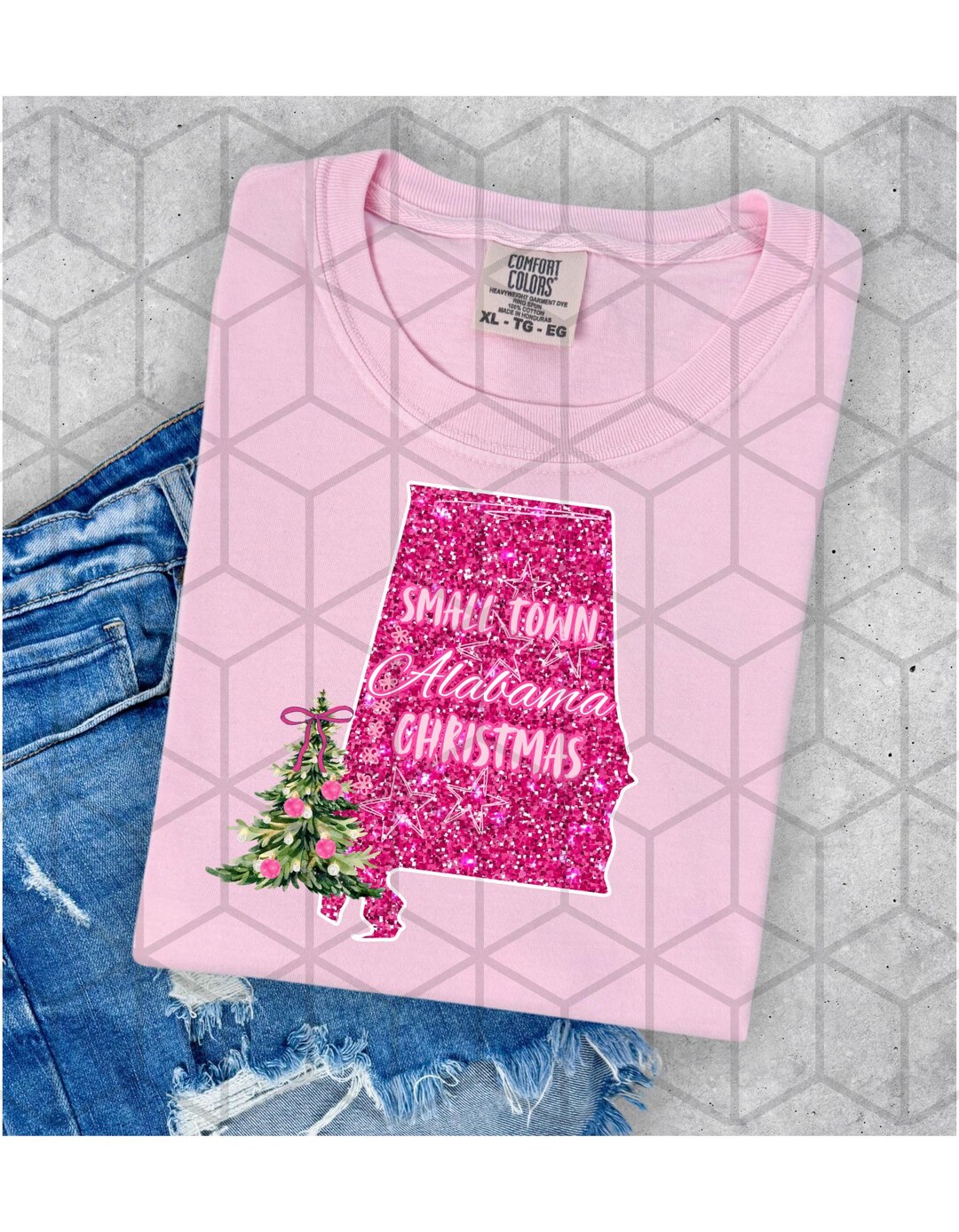 Pink Alabama Small Town Christmas, Png Dtf SVG Screen Print Etsy