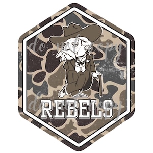 Rebels Camo mascot PNG  school spirit pride, digital
