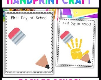 Back to School Handprint Art Pencil Craft First Day of School Activity