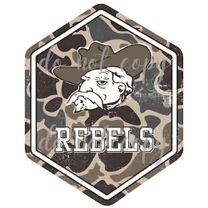 Rebels Camo mascot PNG  school spirit pride, digital