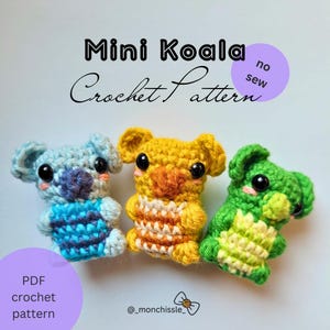 Cute Koala no sew crochet pattern - koalabear, amigurumi, australia, colorful
