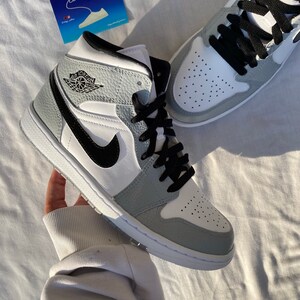 Custom smoke grey jordan 1 mid all sizes | Etsy