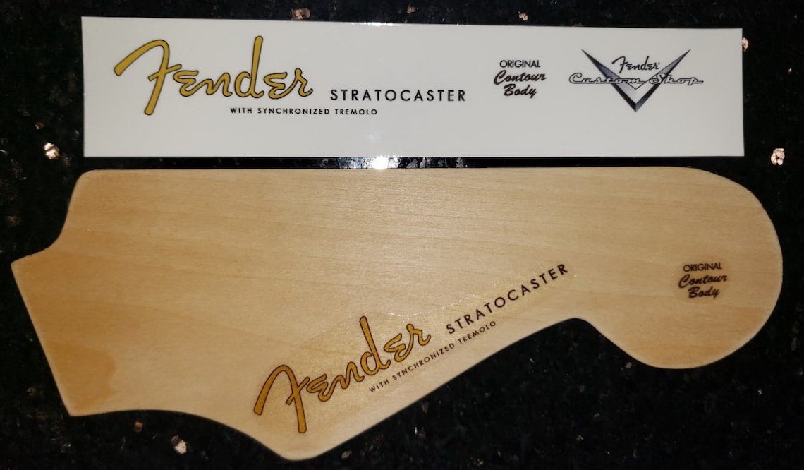 Fender Stratocaster spaghetti and custom shop headstock logo Etsy