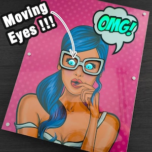 Moving Eyes Pop Art sign decor, led light room decor sign. Neon lights 3D sign, aesthetic cool funky neon wall decor