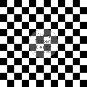 May include: A repeating black and white chequered pattern featuring a circular overlay in the centre. The text inside the circle reads Classy Pattern Design and seamless patterns in a simple, dark grey sans-serif font.