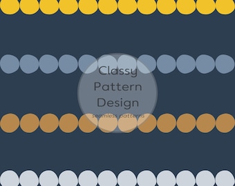 Dots Striped Seamless Pattern, Navy Yellow Beige, Neat, Clothes Bedding Fabric Print (Digital Download)
