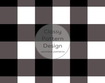 Gingham Checkered Seamless Pattern, 5cm, Black White, Home Decor, Fabric Print (Digital Download, 300dpi)