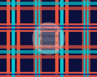 Nahtloses Tartan-Karomuster, Karomuster, Marineblau, Rot, Himmelblau, Stoff- und Papierdruck für Bastelarbeiten (Digitaler Download)