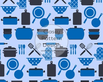 Nordic Kitchen Utensil Seamless Pattern (Digital Download)
