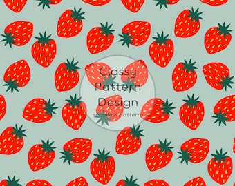 Big Strawberries Seamless Pattern, Vivid Red, Home Decor, Fabric Print (Digital Download, JPG 300dpi)