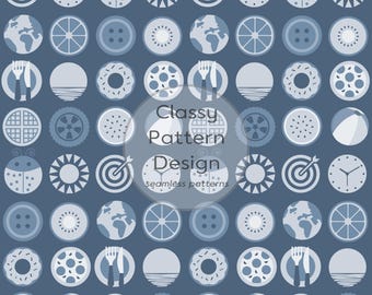 Nahtloses Muster mit Kreismotiven, Marineblau/Himmelblau, Kinderkleidung und Zimmerdekoration, Stoffdruck für Bastelarbeiten (Digitaler Download)