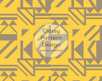 Geometric Abstract Seamless Pattern, Yellow and Beige, Triangles, Clothes Bedding Fabric Print (Digital Download)