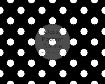 Polka Dot Black White Seamless Pattern, Special Offer, 2cm Diameter White, Timeless Useful, Crafts Fabric and Paper Print (Digital Download)