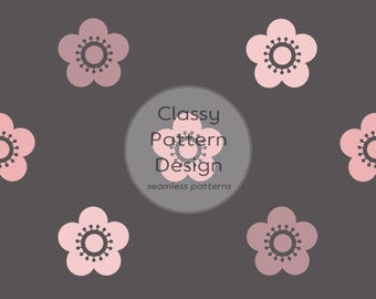 Großes, nahtloses Blumenmuster, gedecktes Rosa-Grau, schlichte Blumen, Kleidung, Bettwäsche, Bastelarbeiten, Stoff- und Papierdruck (Digitaler Download)