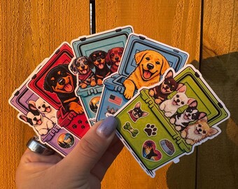 Dog in Cooler Sticker, Dog lover, Golden Retriever| Rottweiler|French Bulldog| Dachshund| Chihuahua, dog vinyl stickers, dog mom ,dog gifts