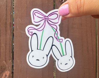 Pegatina transparente de Bad Bunny con lazo / Bad Bunny // Idea de regalo de Bad Bunny // Fan de Bad Bunny //