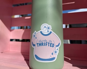 Gracias, es una pegatina de segunda mano//Pegatina bonita//amante de las compras de segunda mano// pegatina de botella de agua