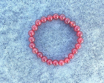 Pulsera de cornalina con cuentas de cristal de 8 mm, joyería para el chakra sacro (19 cm)