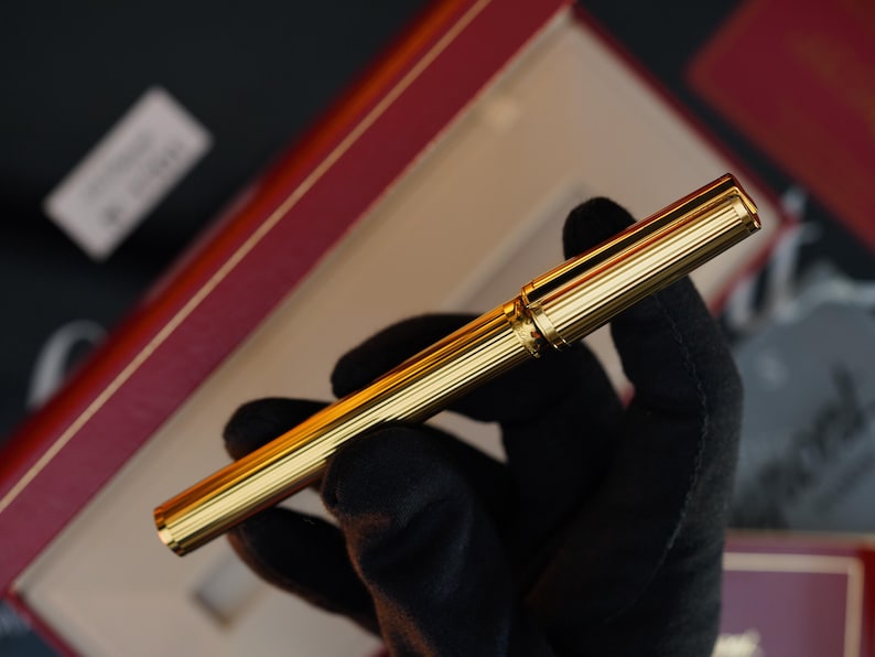 Vintage St Dupont Luxury 24k Gold Finish 18k Solid Gold Nib M Fountain Pen