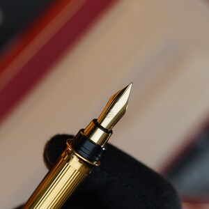 Vintage St Dupont Luxury 24k Gold Finish 18k Solid Gold Nib M Fountain Pen