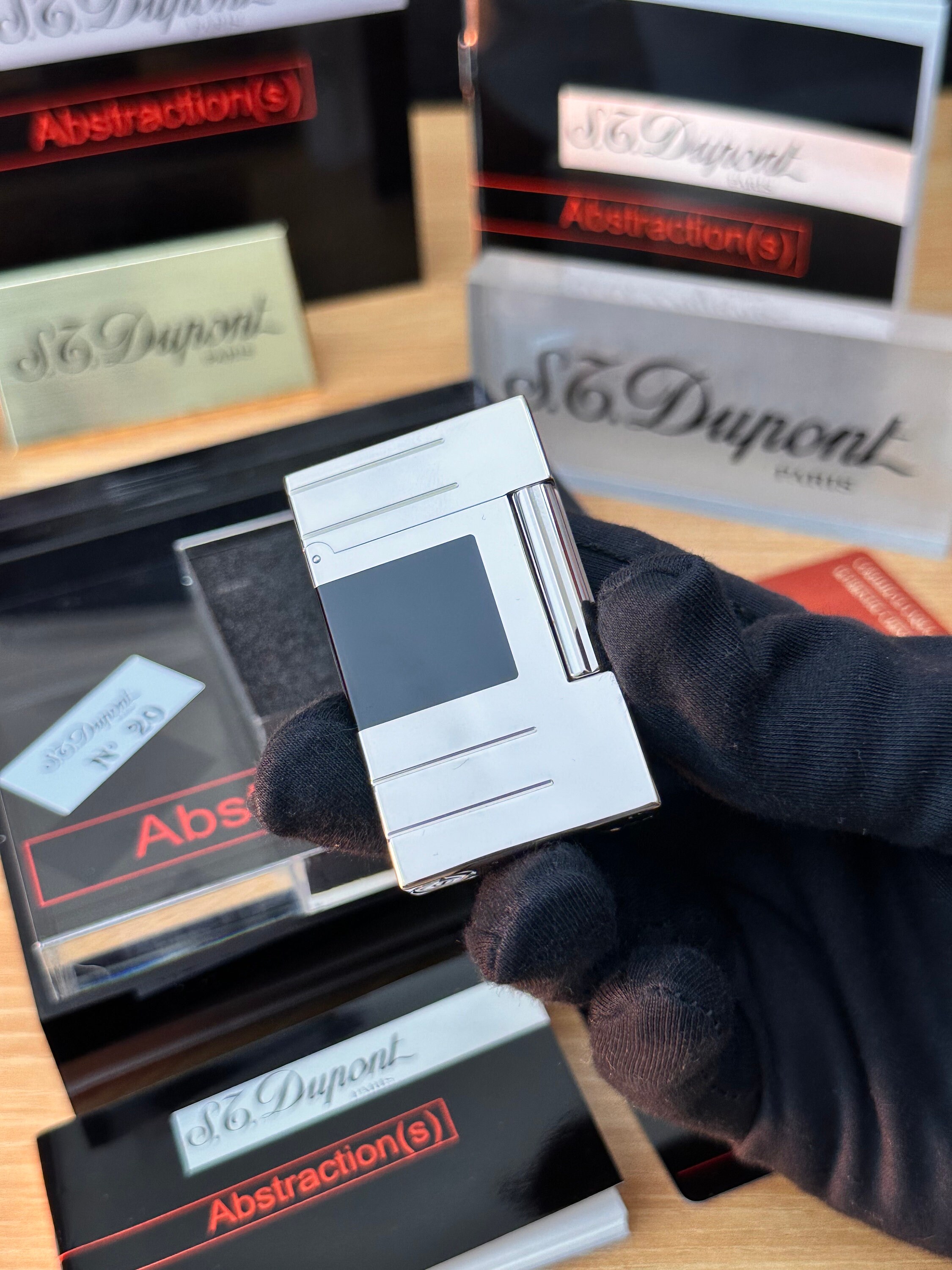 Vintage 1990 Limited St Dupont Abstraction Platinum Black Lacquer 
