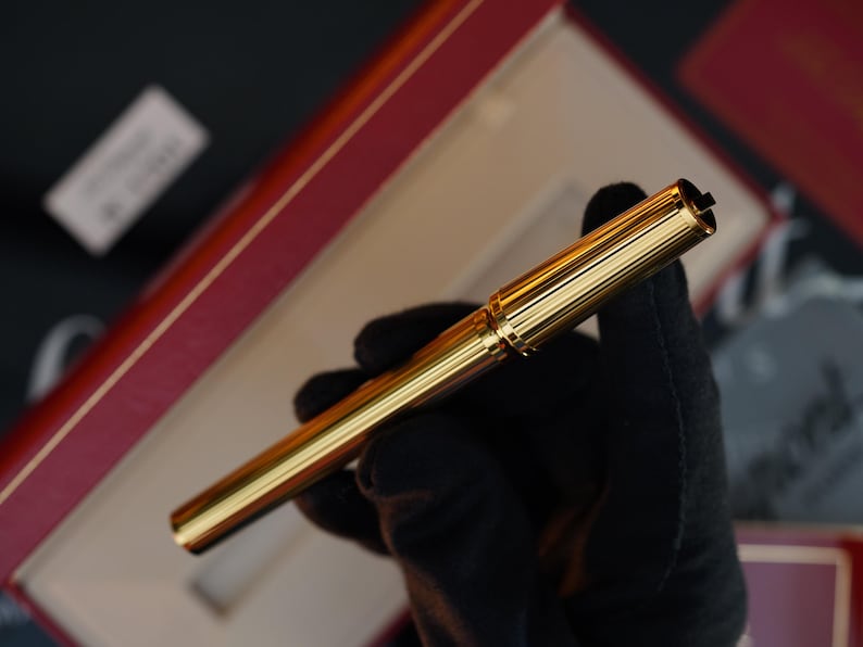 Vintage St Dupont Luxury 24k Gold Finish 18k Solid Gold Nib M Fountain Pen