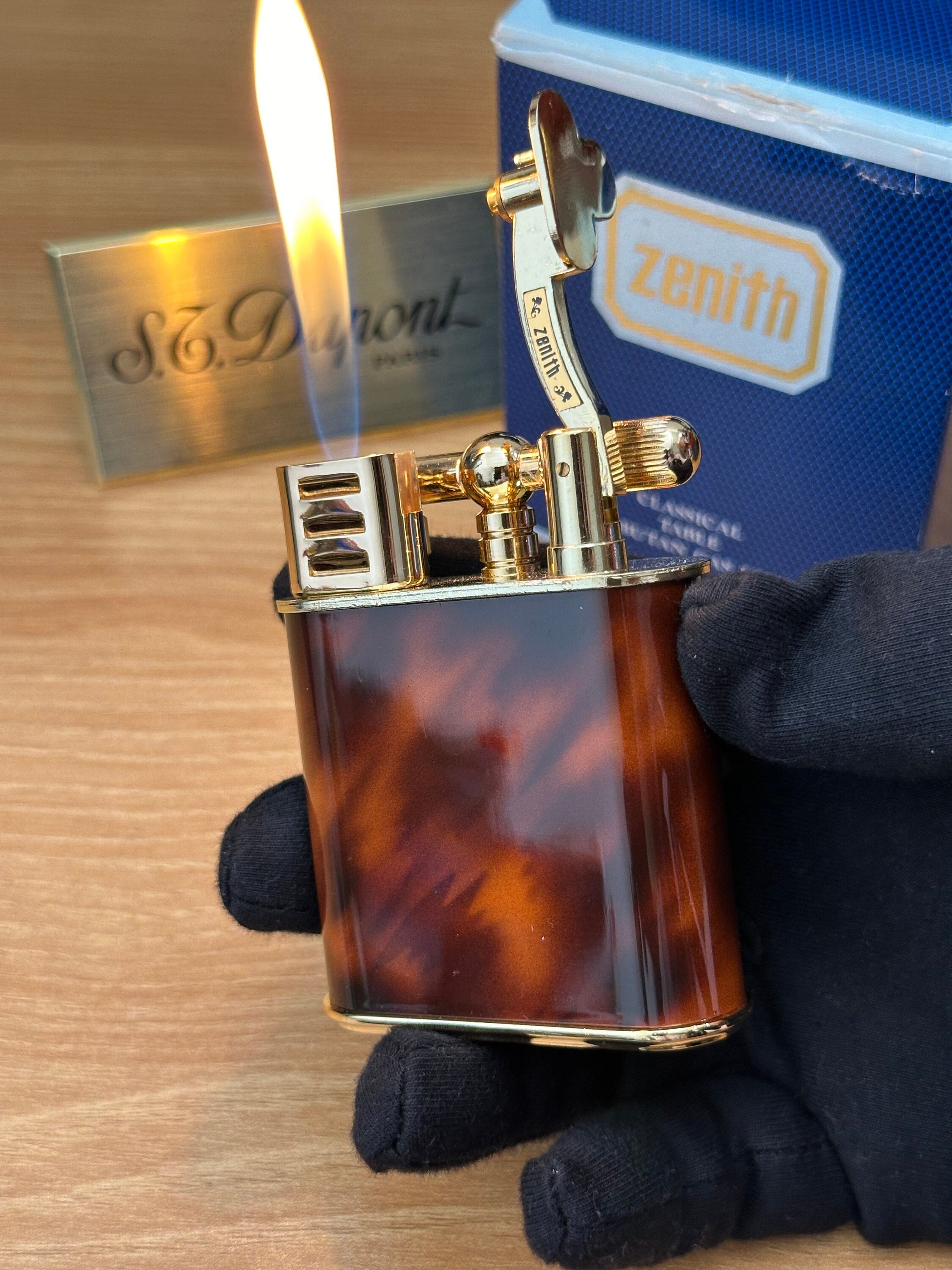Vintage Clark Lift Arm Lighter 18K Gold EP Mother of Pearl