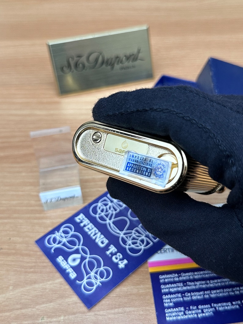 Vintage 1980 Saffa heavy 24k Gold Plated \ never used with box and documents \ working perfect- best cigar accessories gift image 8
