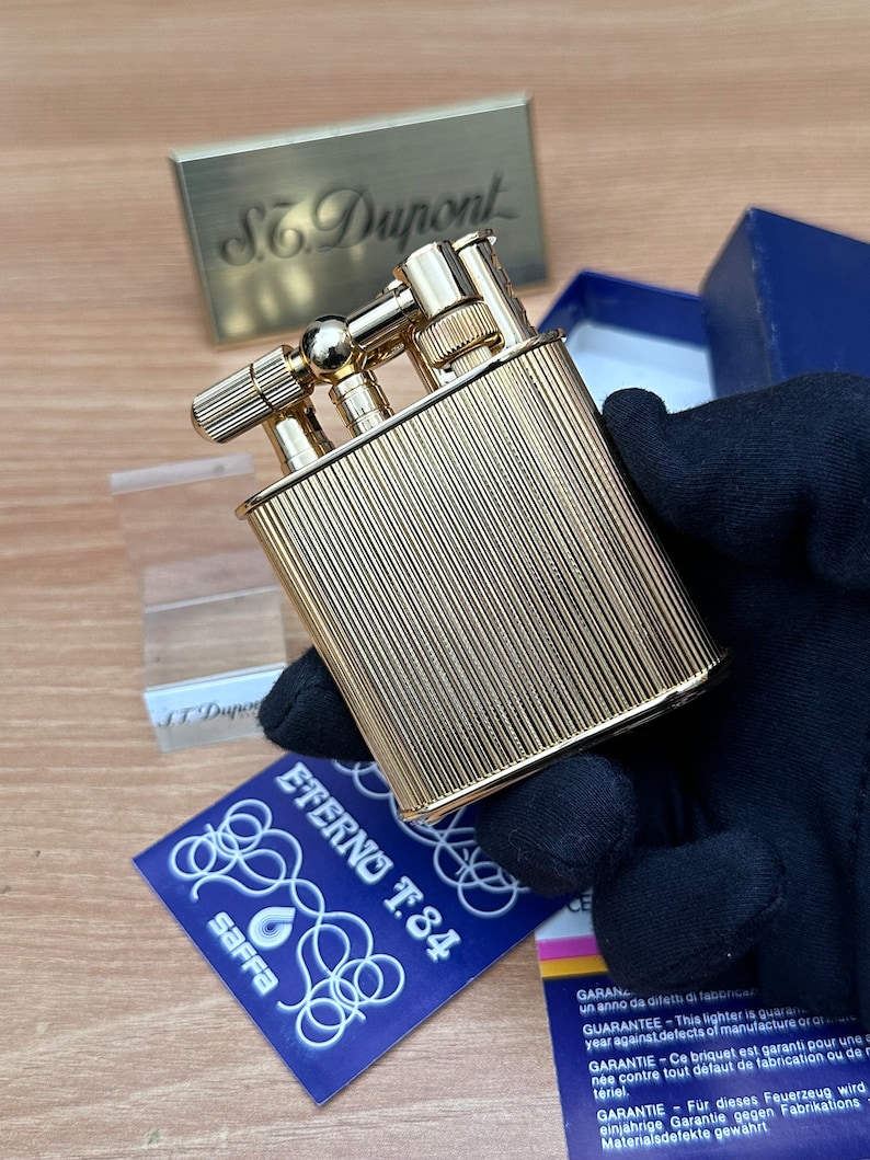Vintage 1980 Saffa heavy 24k Gold Plated \ never used with box and documents \ working perfect- best cigar accessories gift image 10