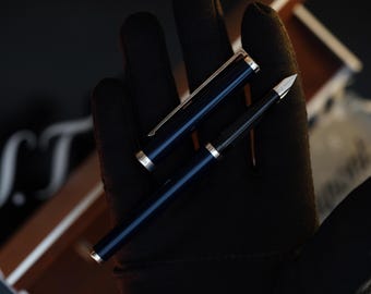 Bolígrafo vintage ST Dupont de plata 925: plumín de oro de 18 quilates, laca natural