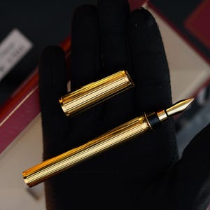 Vintage St Dupont Luxury 24k Gold Finish 18k Solid Gold Nib M Fountain Pen