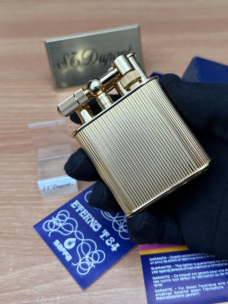 Vintage 1980 Saffa heavy 24k Gold Plated \ never used with box and documents \ working perfect- best cigar accessories gift image 5