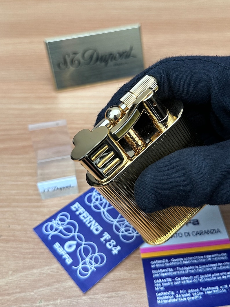Vintage 1980 Saffa heavy 24k Gold Plated \ never used with box and documents \ working perfect- best cigar accessories gift image 7