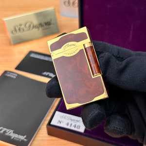 Vintage 1990 rare St Dupont Dual flame gold Maduro Oscuro Habanna Cigar collection \ fair condition \ working perfect box & documents full