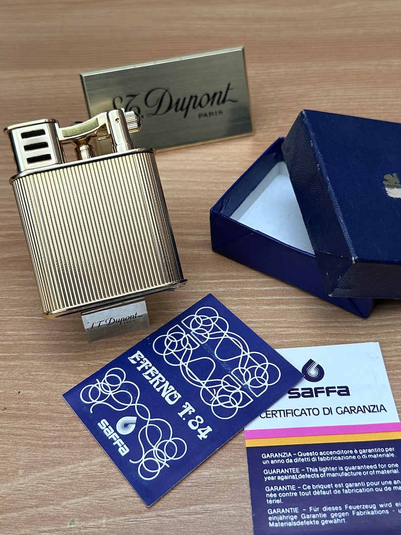 Vintage 1980 Saffa heavy 24k Gold Plated \ never used with box and documents \ working perfect- best cigar accessories gift image 2