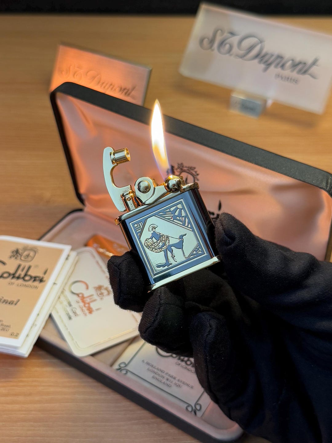 Vintage 1980 Colibri Lighter: 24k Gold Finish, Collector Box