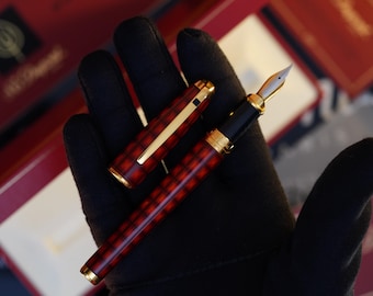 Vintage St Dupont Limited Natural Lacquer Vertigo Luxury 18k Solid Gold M Fountain Pen