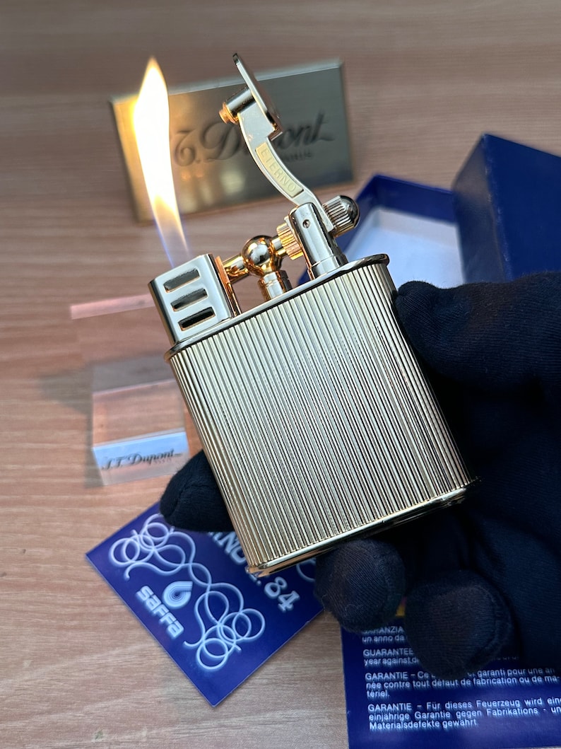 Vintage 1980 Saffa heavy 24k Gold Plated \ never used with box and documents \ working perfect- best cigar accessories gift image 3