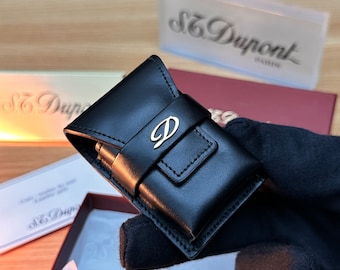 Authentic Vintage 1980 St Dupont Leather Lighter Carry case / for Ligne 1 Large size only / full set never used with all documents
