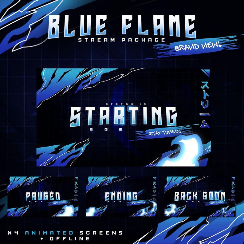 Blue Flames Stream Pack – Dynamic Gaming Screens & Effects for Live ...