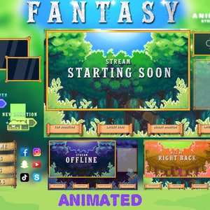 Pacchetto di overlay Twitch animati premium, overlay di gioco in streaming, giochi di ruolo, banner offline, pixel art, schermate di streaming, avvio Brb offline, kawaii
