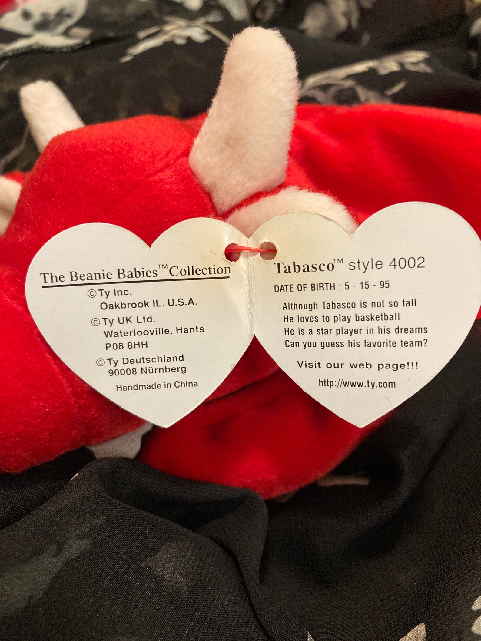 Ty 1995 Beanie Baby Tabasco Red Bull Rare W Tags PVC Etsy Canada