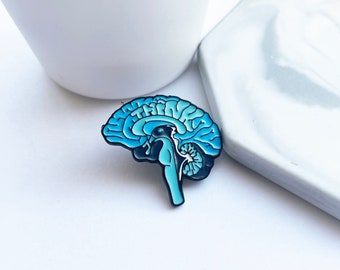 Think Brain Pin - Brain Pin Emaille Pin - Anatomie Brain Pin - Brain Think Emaille Pin - Pin Collector - Think Brosche - Blue Brain Pin Badge