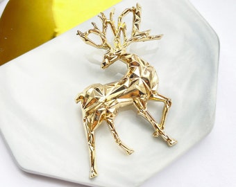 Gold Reindeer Brooch - Deer Brooch - Christmas Reindeer - Christmas Secret Santa - Gold Stag - Golden Reindeer Brooch - Christmas Accessory