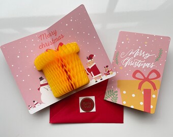 Present Pop Up Card - Xmas Pop Up Card - Pop Up Christmas Card - 3D Holiday Greeting Card - Unique Christmas Card - 3D Card - Snowman Xmas