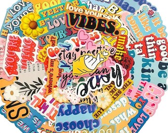 40pcs Positive Quote Stickers - Positive Stickers Bundle - Laptop Stickers  - Luggage Sticker - Inspirational Quotes Stickers - Waterproof