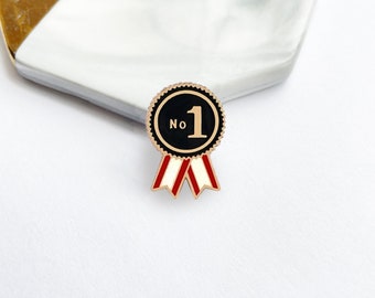 Number One Award Pin - Award Enamel Pin - Ribbon Award Pin - First Place Enamel Pin -  NO 1 badge - Winner Pin - Badge for Winner