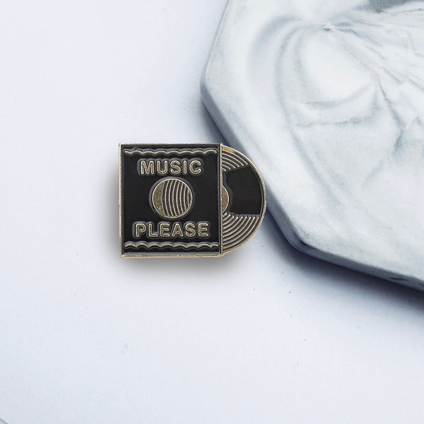 Music Please Pin - Music Lover Enamel Pin - Music Disc Pin - Vinyl Dics Enamel Pin -  Pin Collector - Music Lover Pin - Music Badge